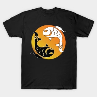 Yin and Yang Tribal style fish, yellow T-Shirt